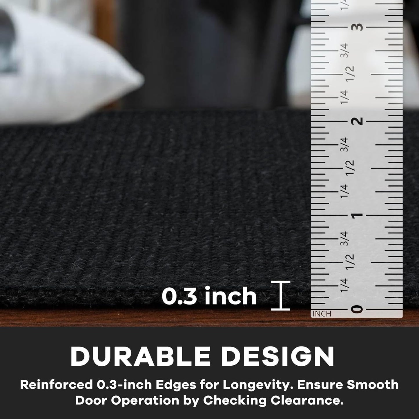 KOZYFLY Washable Runner Rug 2x6 Ft Runners for Hallways Non Slip Kitchen Runner Rugs Braided Cotton Entryway Runner Indoor, Carpet Runners for Hallway Kitchen Entryway Bedroom, Black