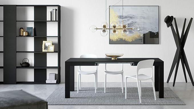 Mobili Fiver First - Extendable Dining Room Table Designed & Made in Italy | Expandable Dining Table for 6 Extending to 8 People | Space-Saving Transformer Design for Small Spaces | Ashwood Black