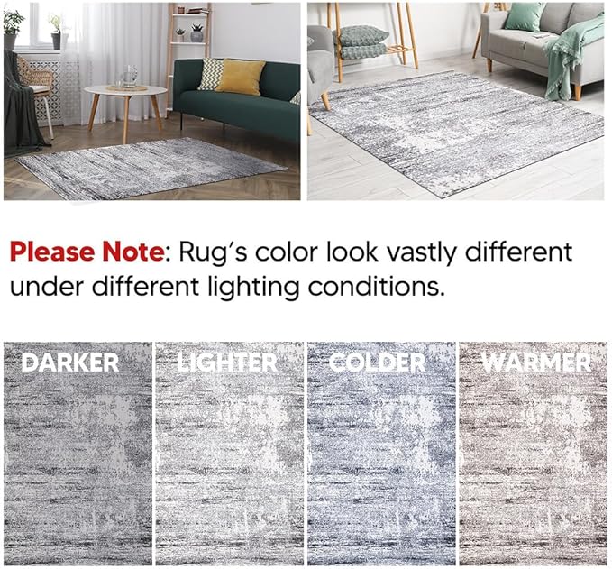 Keen Home Design Area Rugs - 4x6 Non-Shedding, Abstract Rugs for Kitchen, Living Room, Bedroom, Dining Room, Entryway - Size: 4' x 6', Abstract Cream/Grey