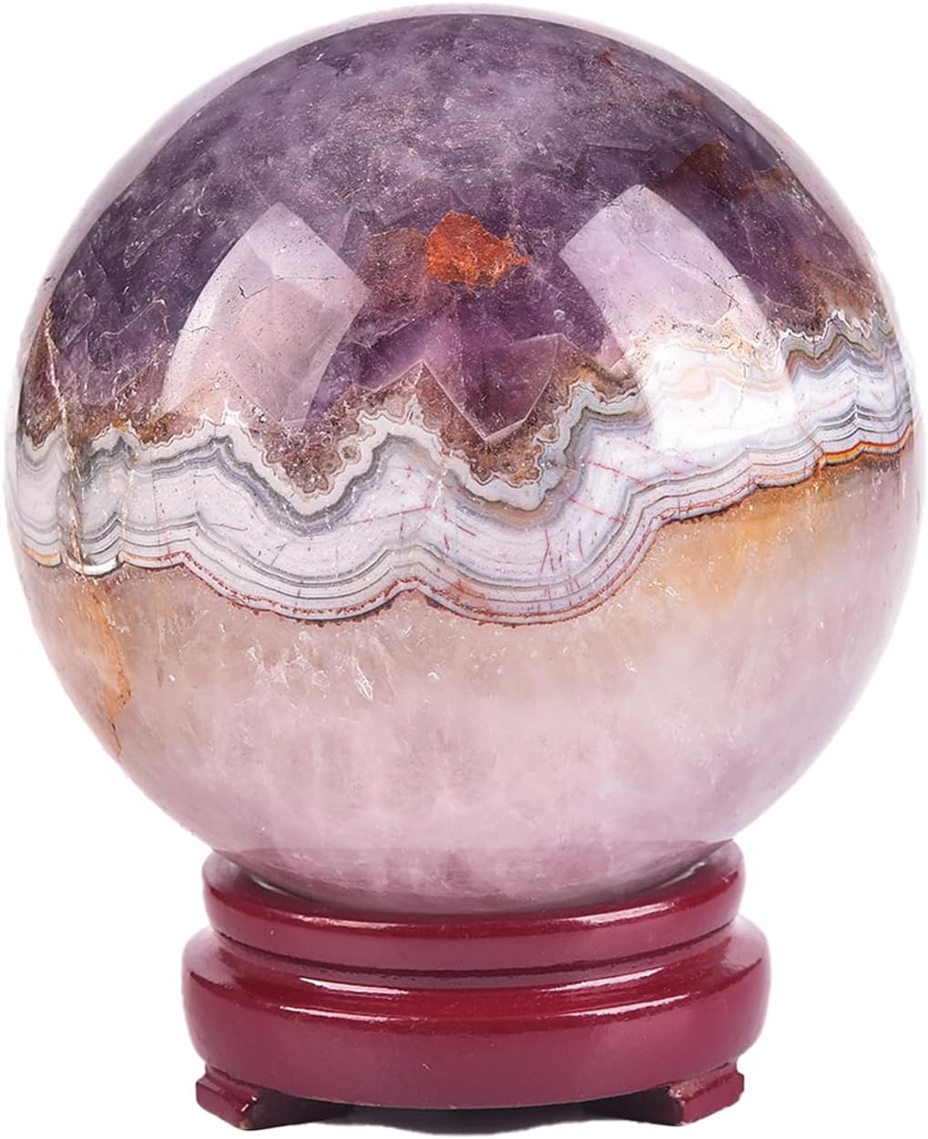 JIC Gem Extra Large Amethyst Agate Crystal Sphere Amethyst Decorative Crystal Ball Gemstone Sphere for Meditation Office Table Decorations 100-110mm
