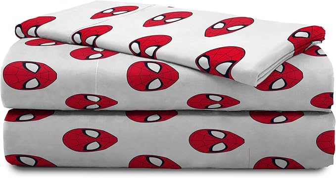 Jay Franco Kids Sheet Set with Fitted, Flat Sheets & Pillow Cover - Ultra-Soft Bedding with Pillowcase for Room Decor, Red - Spiderman, 3 Piece Twin