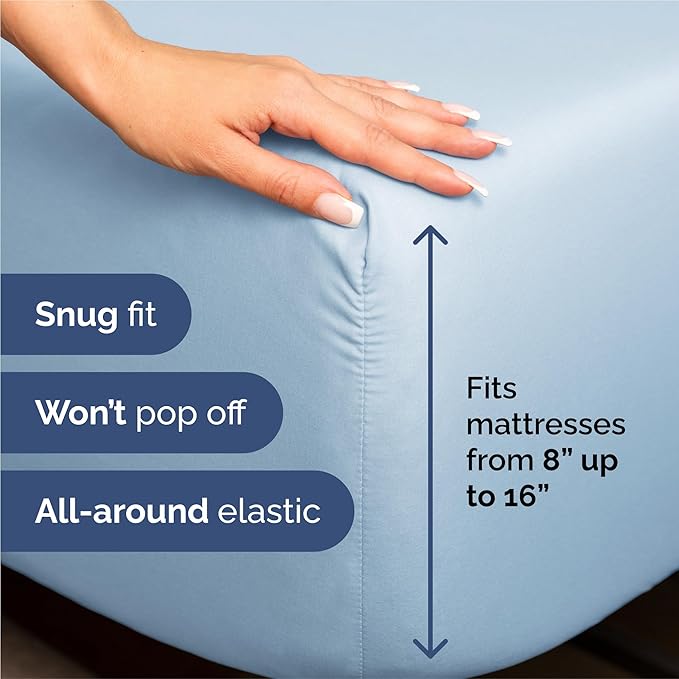 Split King Size 5 Piece Sheet Set - Comfy Breathable & Cooling Bed Sheets Set - Hotel Luxury Bedding for Women, Men, Kids, Teens, Boys & Girls - Deep Pockets and Wrinkle Free - Oeko-Tex - Light Blue