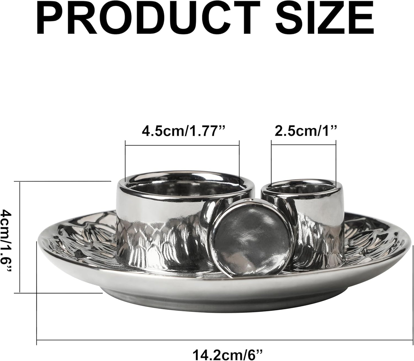 4 in 1 Incense Holder, Ceramic Incense Stick and Palo Santo Holder,Sage Holder for Burning- 5.5" Ceramic Ash Catcher Tray for Meditation and Yoga Room (Silver)