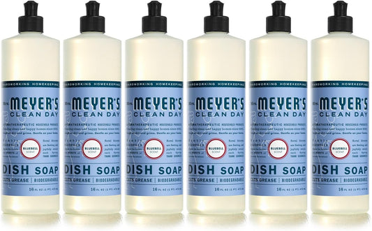 MRS. MEYER'S CLEAN DAY Liquid Dish Soap, Biodegradable Formula, Bluebell, 16 fl. oz - Pack of 6