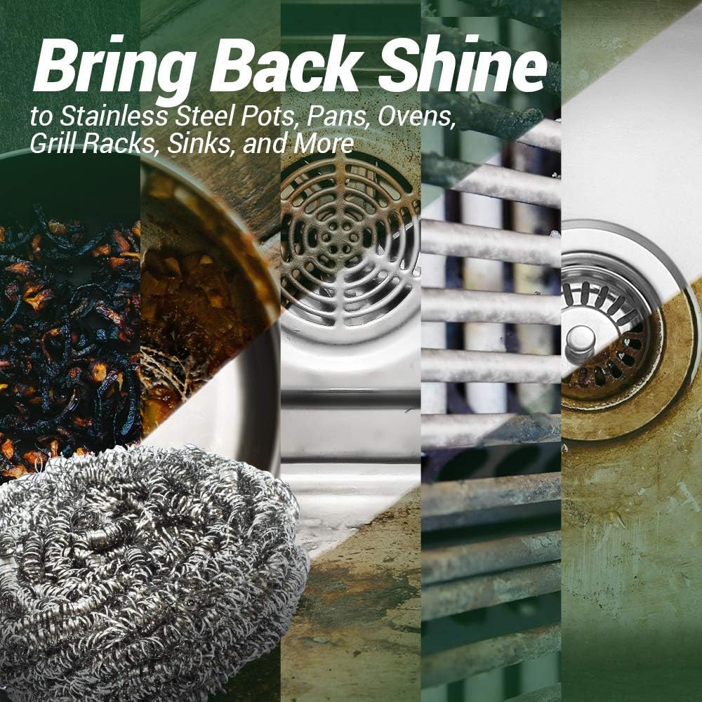 Fuller Brush Stainless Steel Scrubbing Sponges – 1-Pack (1 Set of 3 = 3 Pieces ) – Heavy Duty Kitchen Scour Sponges for Dishes, Pots & Pans