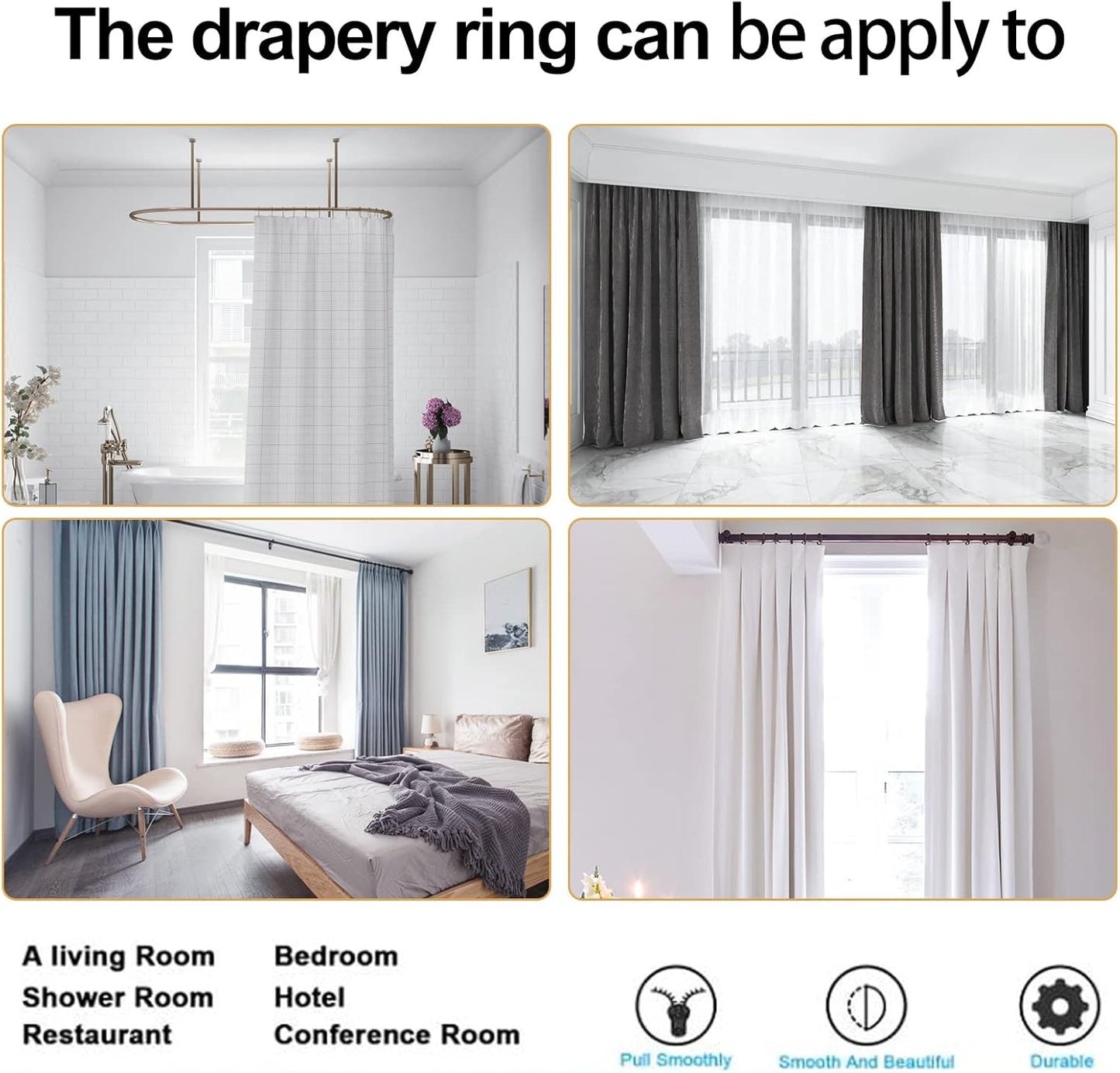 Antique Brass Curtain Rings with Eyelets for Up to 1.0-inch Curtain Rods (Set of 30 PCS Curtain Rings)