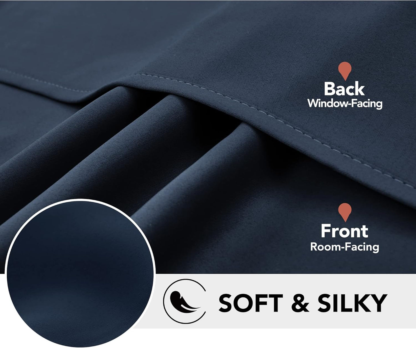 Deconovo Blackout Curtains for Bedroom – Set of 2 42W x 63L Inch Thermal Insulated & Noise Reducing Panels–Home Window Room Darkening Sustainable Grommet Drapes for Living Room and Nursery, Navy Blue