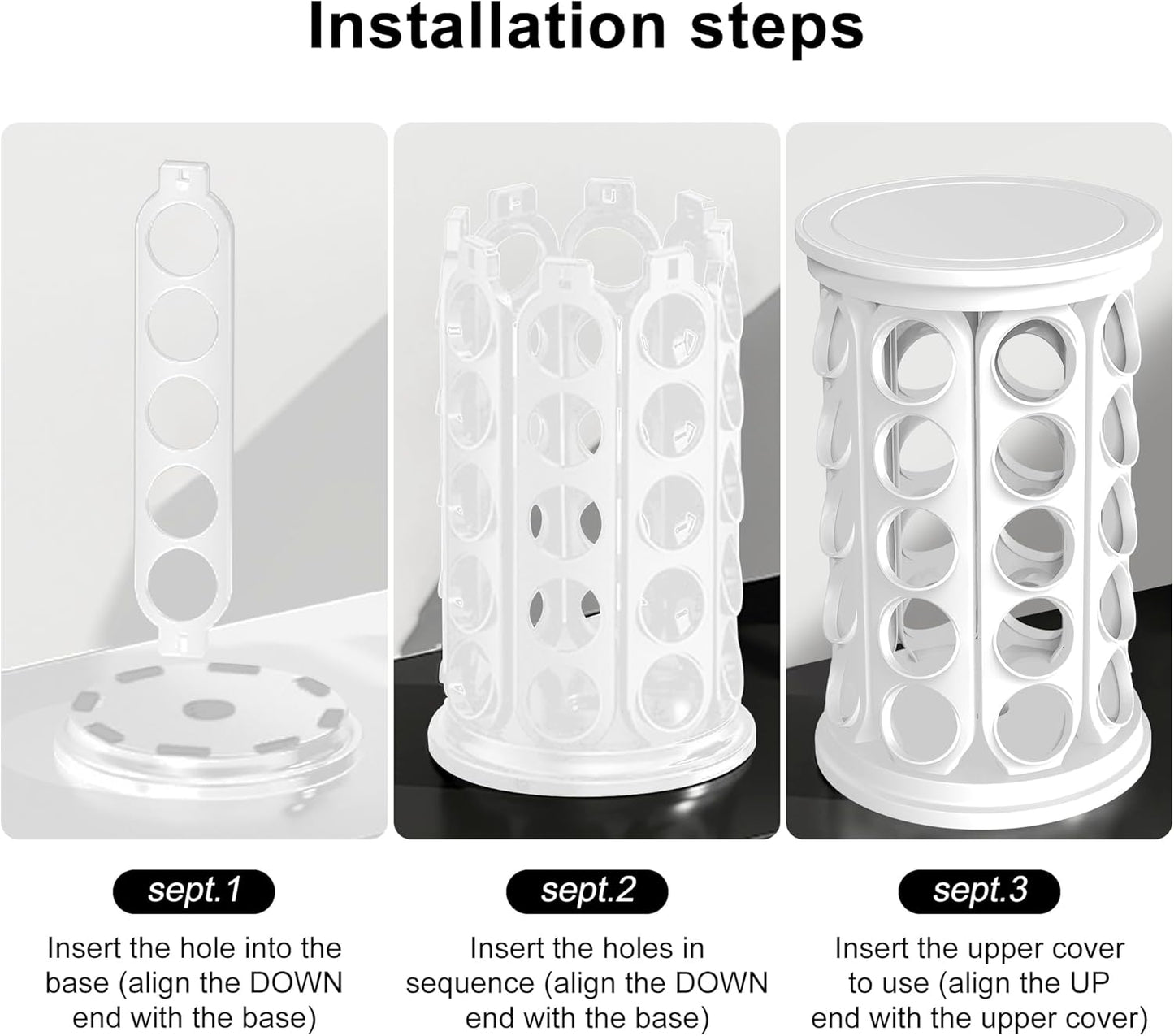 K Cup Holder, Coffee Pod Carousel Organizer K Cup Stand, Compatible with 40 Keurig K-Cup Pods, Large Compacity Coffee Capsule Holder, Home or Office Kitchen Counter Organize (White)