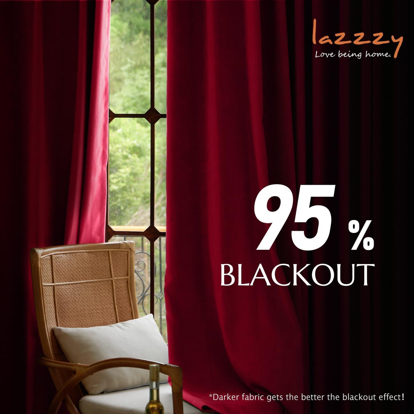 Lazzzy Velvet Blackout Curtains Burgundy Red Thermal Insulation Bedroom Rod Pocket Window Curtain for Living Room 2 Panels 108 Inch Red