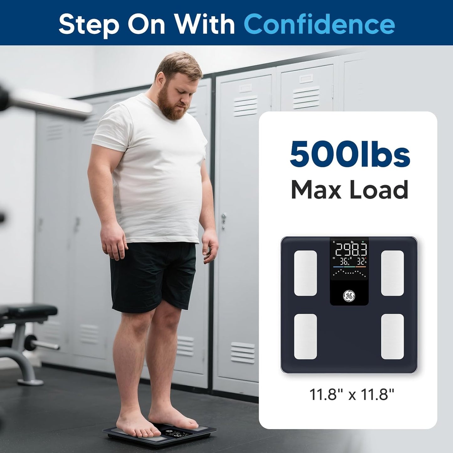 GE Scale with BMI Body Fat: Muscle Mass, Digital Bathroom Weight Scales with Trend, Smart Body Composition Analysis, Bluetooth Eletronic Weighing Machine for People, Accurate 500lb Capacity