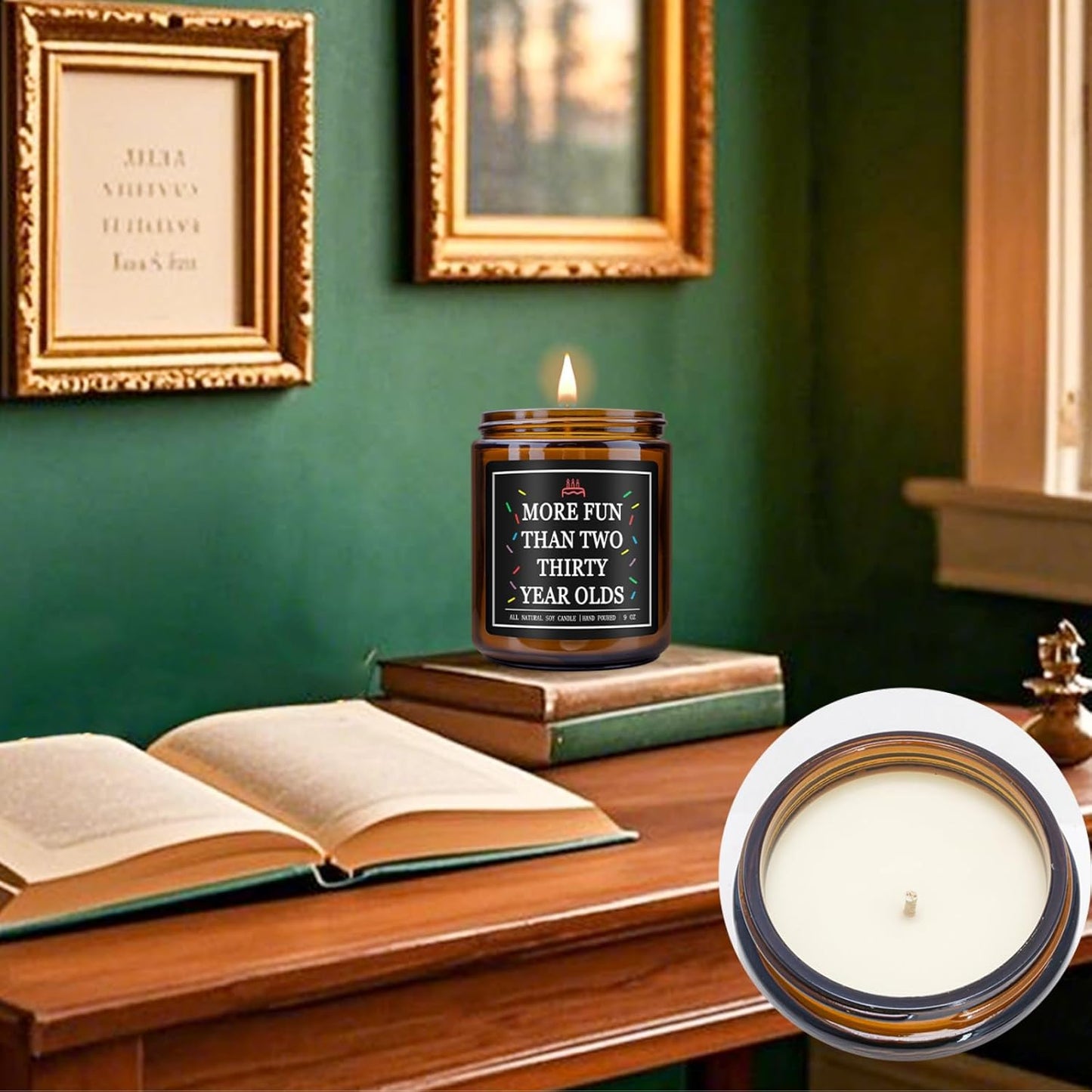 Homsolver 60th Birthday Gifts for Men Women, 9OZ Lavender Scent 1965 60th Birthday Candle for Him Her, Mom, Dad, Brother, Sister, Happy Birthday Decorations Candles with 50+ Hours Burn Time, Handmade