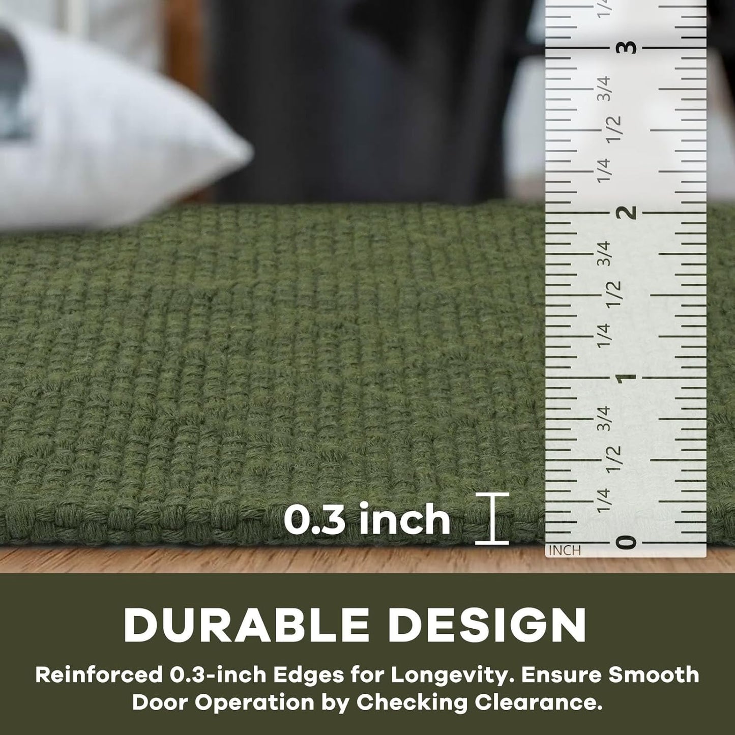 KOZYFLY Runner Rug 2x8 Ft Washable Runners for Hallways Non Slip Rubber Backed Kitchen Runners, Braided Cotton Entryway Runner Indoor, Floor Carpet for Hallway Kitchen Entryway, Dark Green