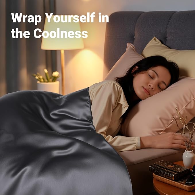 NEXHOME PRO Duvet Cover Queen, Duvet Cover Set, Ultra Soft, Viscose from Bamboo Cooling, 1 Duvet Cover and 2 Pillowcases, 90"x90", Dark Grey, Comforter Not Included
