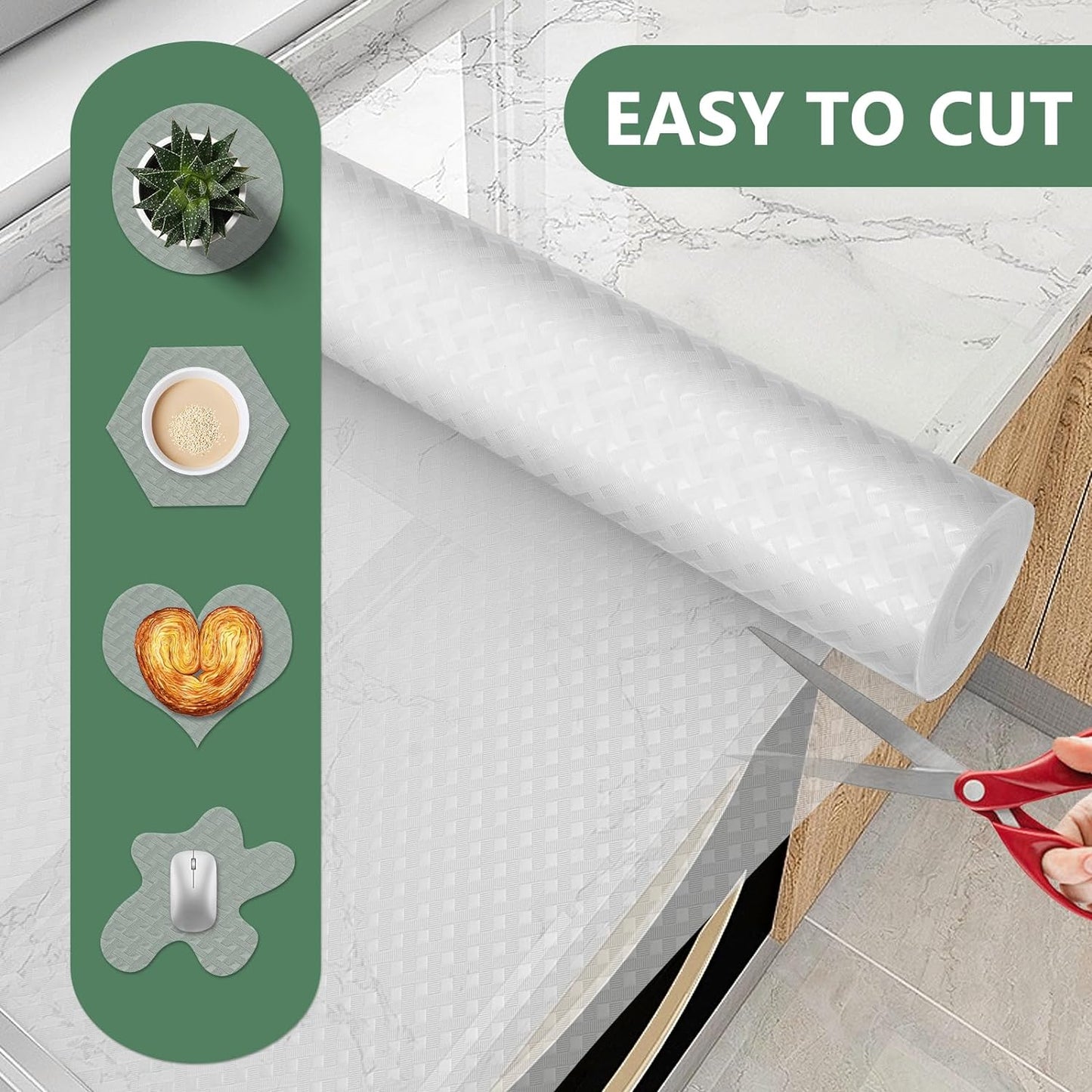 Shelf Liners, Non-Adhesive Drawer Liner, Waterproof & Oil-Proof Kitchen Cabinet Cupboard Liner Plastic EVA Material BPA Free Fridge Liner Mats Paper Protector for Shelves (Clear/20in x 240in)