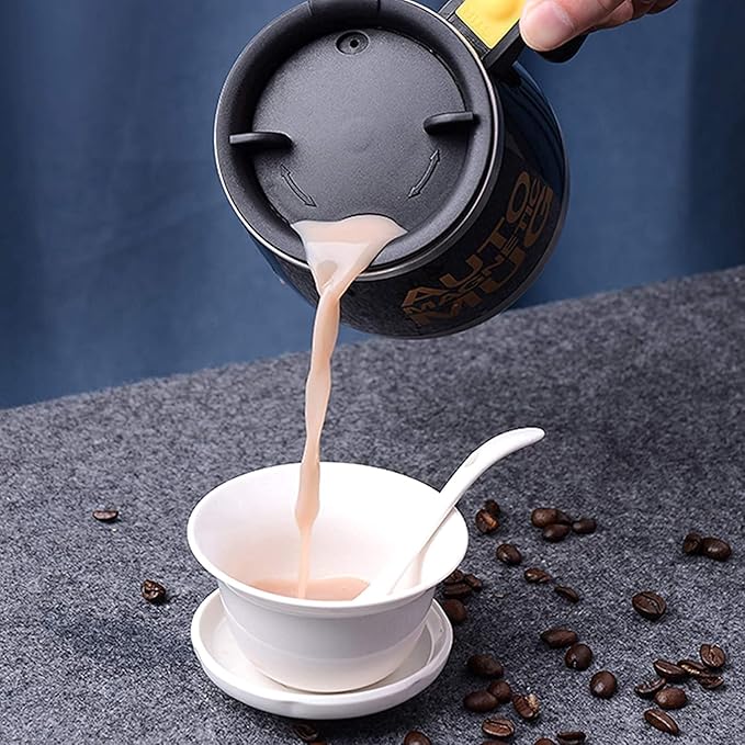 Self Stirring Mug Auto Self Mixing Stainless Steel Cup for Coffee/Tea/Hot Chocolate/Milk Mug for Office/Kitchen/Travel/Home -450ml/15oz The best gift（black）