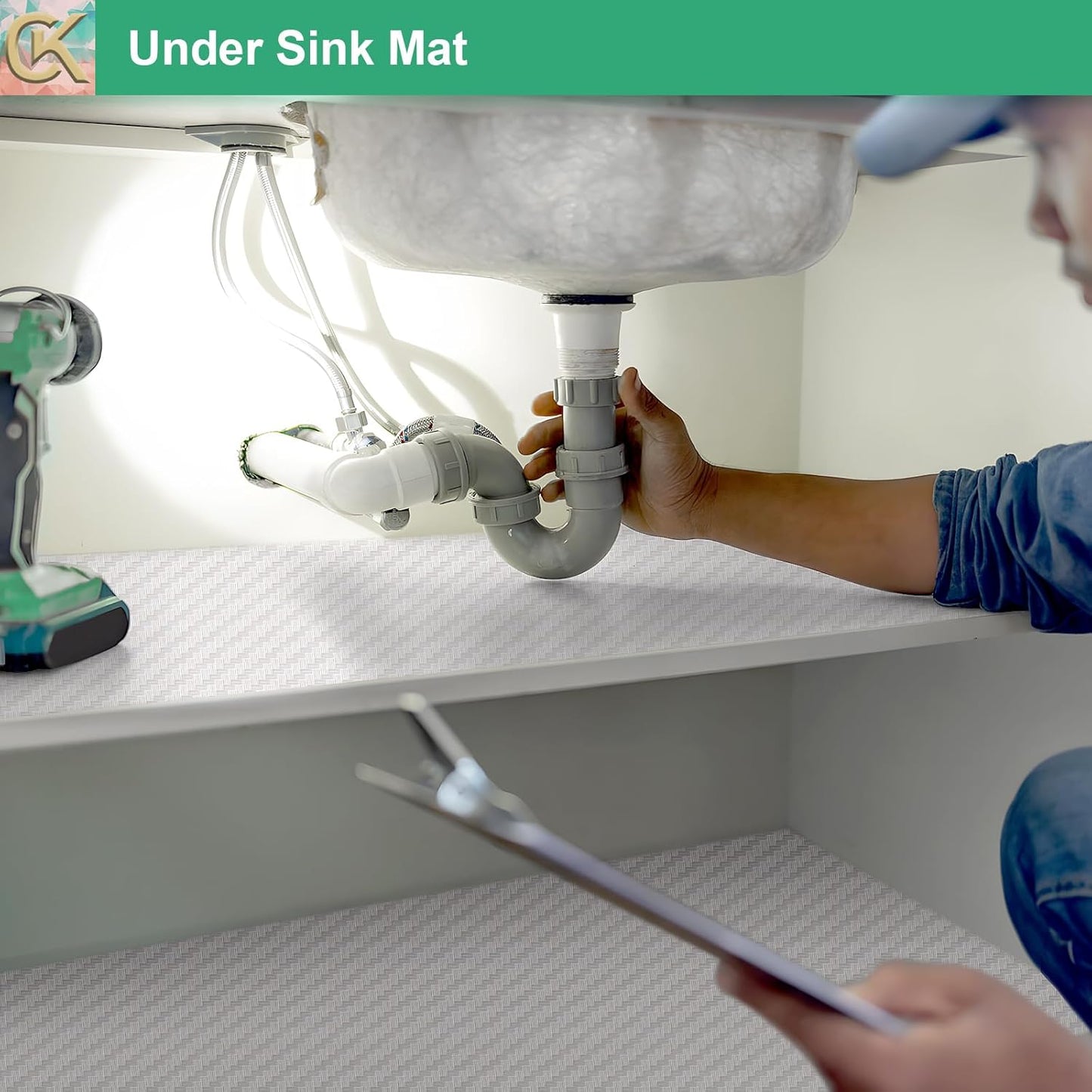 Self-Adhesive Shelf Liner Kitchen Liner, Waterproof Backed Paper Easy Peel and Stick Contact Liner Without Residue for Decor Your Desk Surface, Kitchen Countertops (White, 23.6 x 118.1 inches)