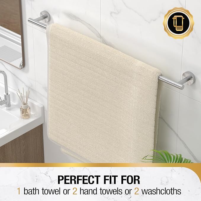 HITSLAM Brushed Nickel 31.6 Inch Towel Bar for Bathroom, SUS304 Stainless Steel Bathroom Towel Rack Wall Mounted, Modern Home Decor Bath Towel Holder with Hardware Accessories