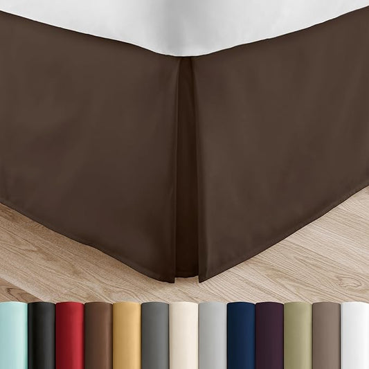 Linen Market Bed Skirt - Ultra Soft Microfiber - Easy Fit with 14 Inch Tailored Drop - Hotel Quality, Shrinkage & Fade Resistant - Bed Cover - Cal King Bed Skirt - Bedroom Décor - (Cal King,Chocolate)