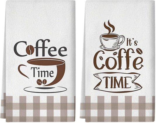 Kitchen Towels Dish Towels for Fitchen Decorative Coffee Towels for Coffee Bar Kitchen Hand Towels Decorative 2 Pcs of 18×26 Inch
