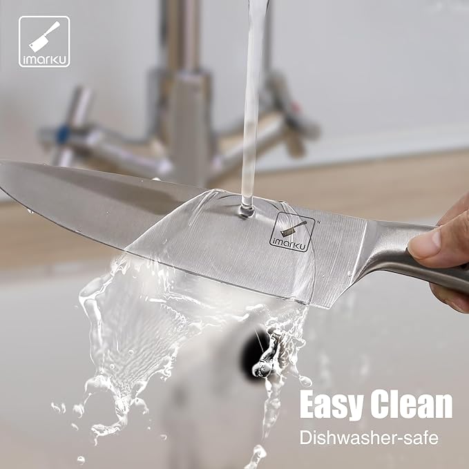 imarku Knife Set, Japanese HC Stainless Steel 15 PCS Kitchen Knife Set With Block With Built-in Sharpener, Razor-Sharp Blade Knife Block Set With Dotted Ergomomic Handle, Best Birthday Gifts, White