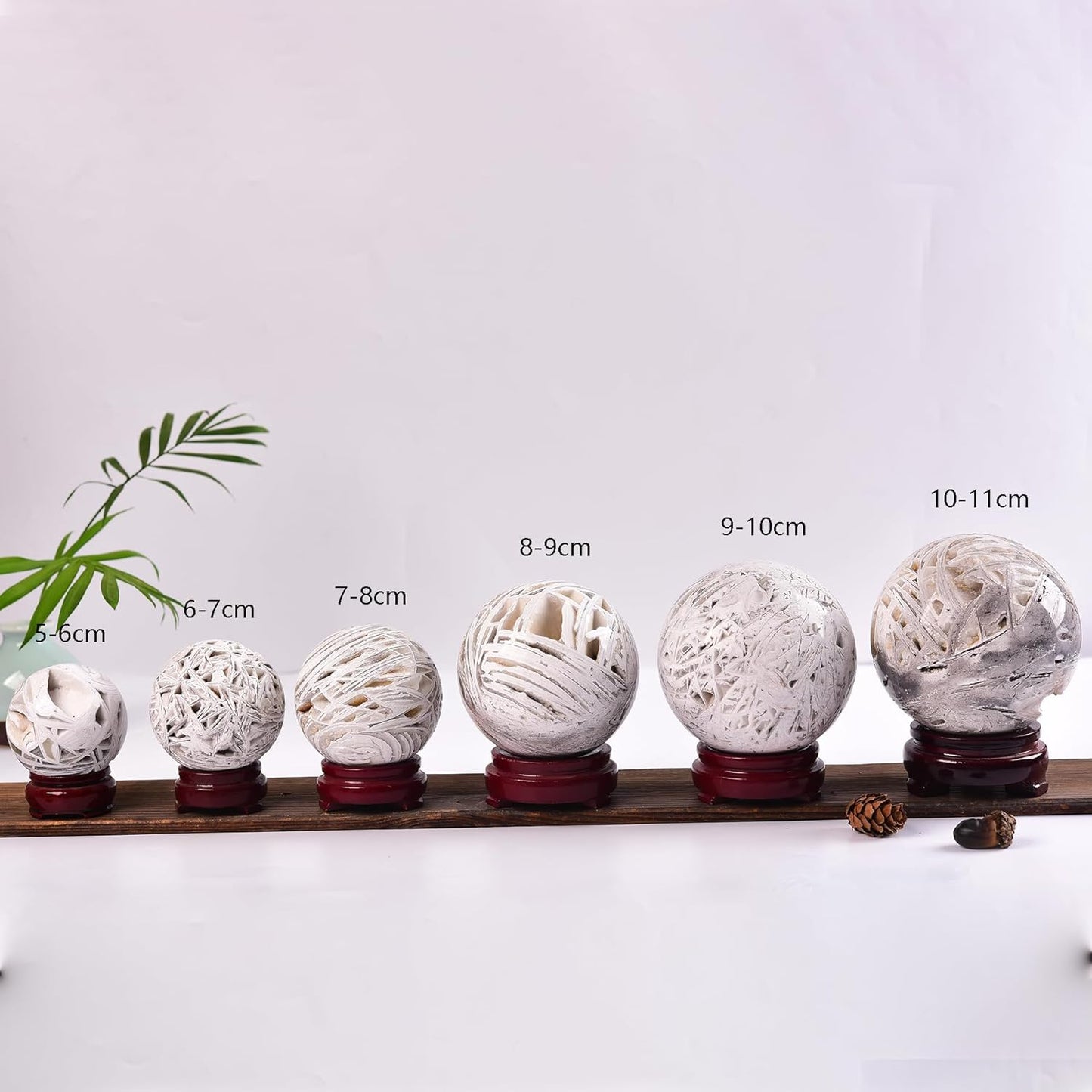 JIC Gem Large Mexican White Agate Crystal Sphere with Stand Gemstone Decorative Ball for Home Decor Altar Reiki Crystal Gift 80-90mm