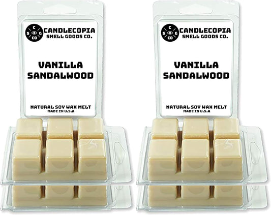 Vanilla Sandalwood Strongly Scented Hand Poured Vegan Wax Melts, 36 Scented Wax Cubes, 19.2 Ounces in 6 x 6-Packs