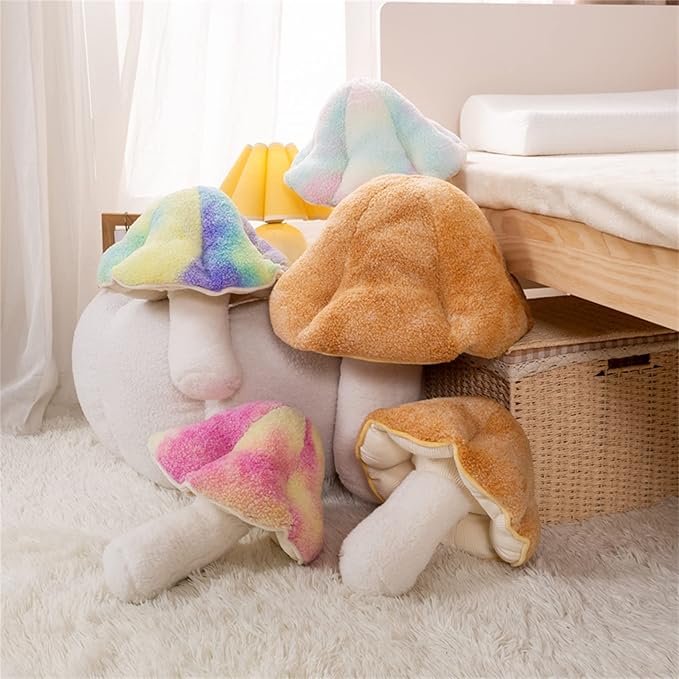 Mushroom Pillow Floor Pillow Sofa Cushion Home Decoration Reading Pillow (32cm, Khaki)