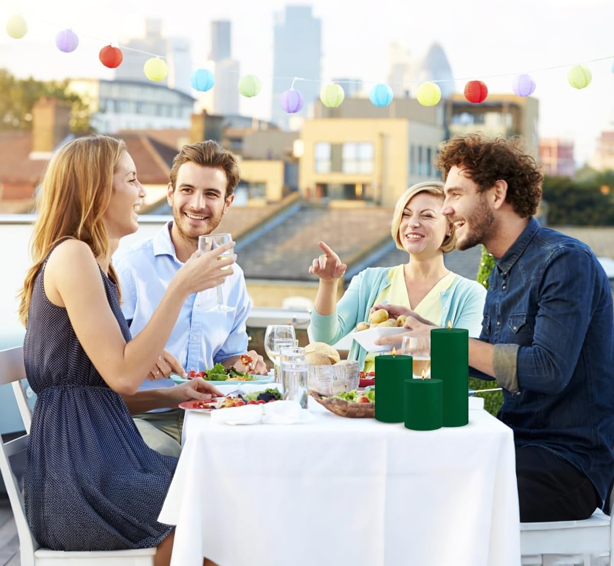 3 Packs Different Size Green Pillar Candles, Unscented Dripless 2.75x3, 2.75x4, 2.75x6 Inch Colored Cylinder Candles for Home Power Outage Dinner Table St. Patrick's Day Decoration