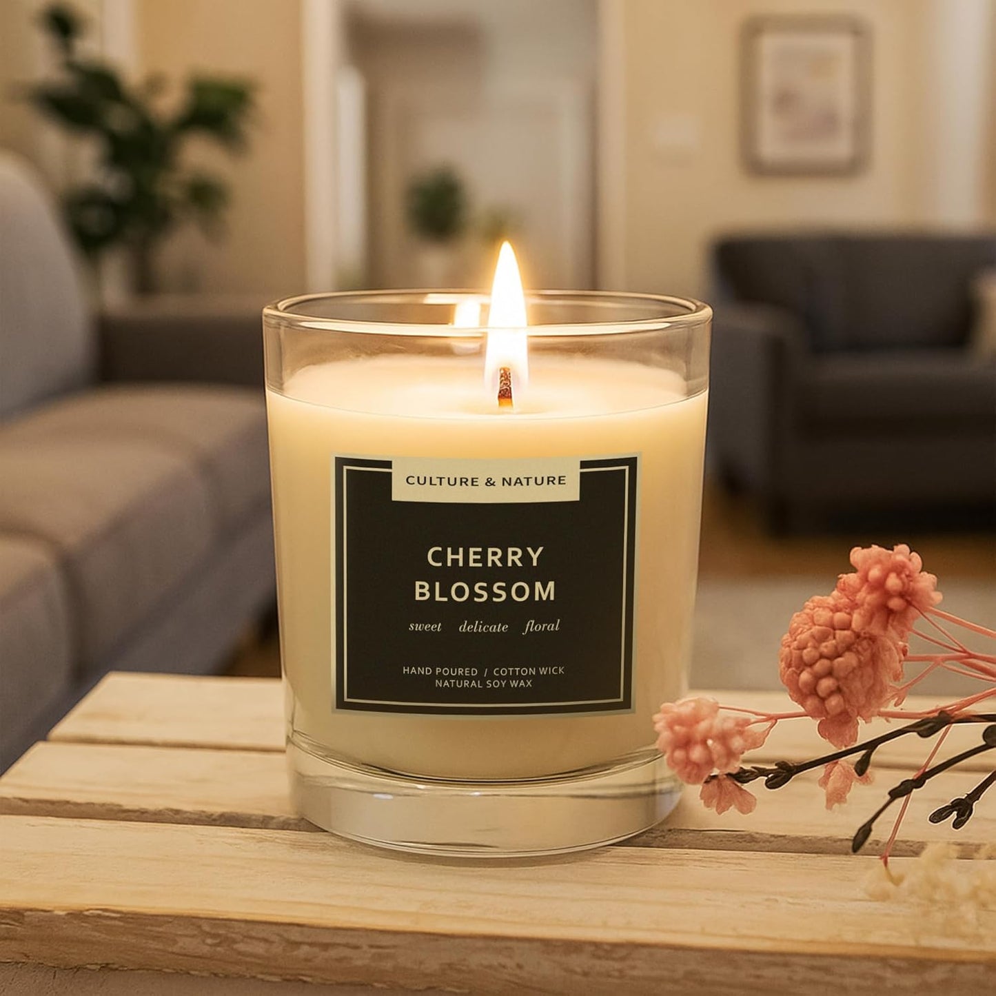 CULTURE & NATURE Natural Soy Wax Candle 7oz (Cherry Blossom)
