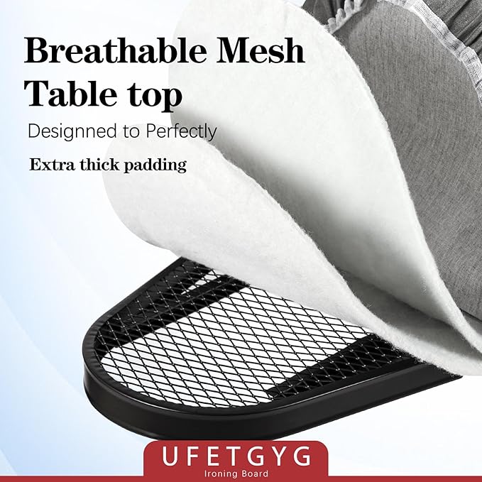 Ironing Board,13" X 43" W/with Iron Rest | Full Metal Construction| Height Adjustable | Heat & Scorch Resistant Fabric | Heavy Duty| Easy to Fold | Anti-Skid Feet |Grey