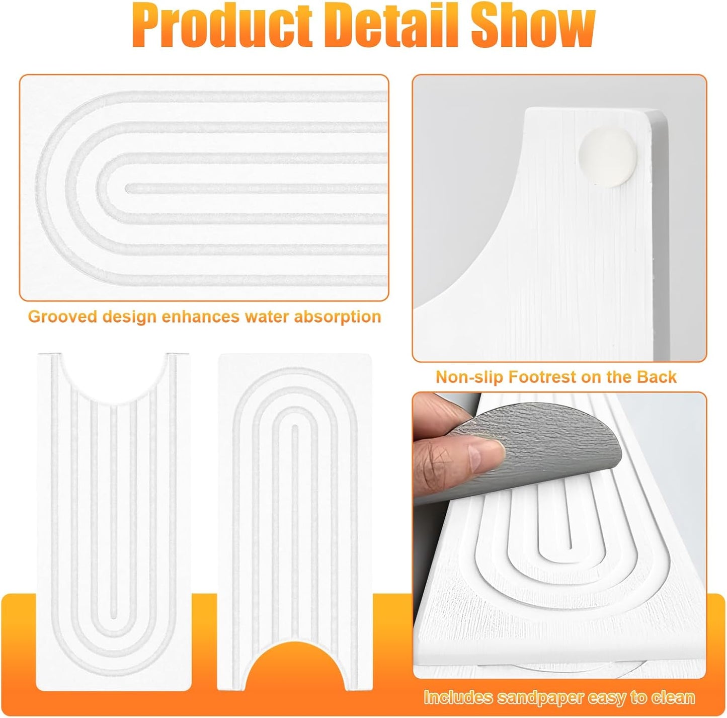 Kitchen Sink Faucet Mat, Super Absorbent Diatomaceous Earth Kitchen Sink Mat Prevents Water Pooling in Sinks, Sink Splash Guard for Kitchen Bathroom Keeps Countertops Dry (White)