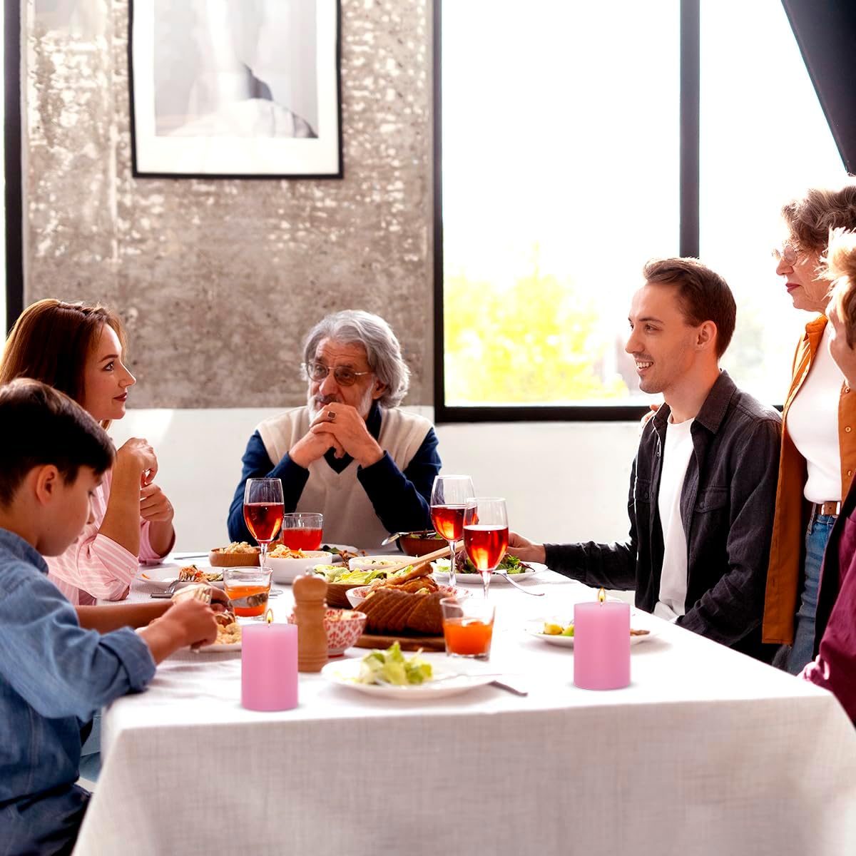 6 Packs 2.75x3.25 Inch Pink Pillar Candles, Unscented Dripless Non-Toxic Pastel Colored Smokeless Clean Long Lasting Burning Cylinder Candles for Home Dinner Table Decoration Power Outage Emergency