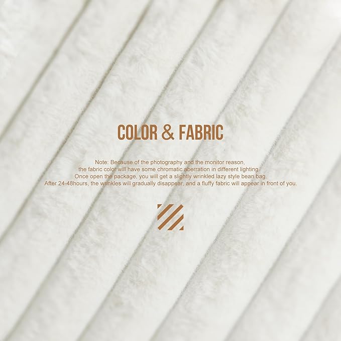 Hobestluk 4ft Bean Bag Chairs for Adults Large Beanbag Chair with Dutch Corded Plush Cover Big Bean Bag Chair for Living Room Bedroom Dorm Office - White (42" x 42" x 24")