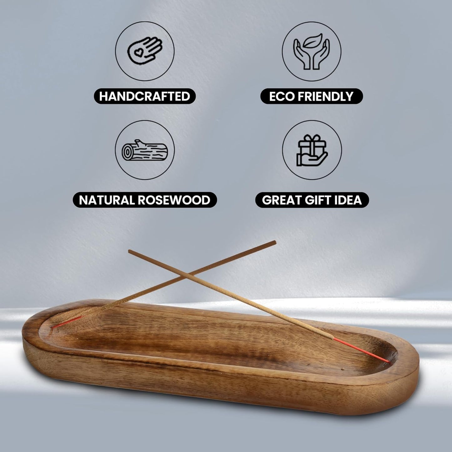 Incense Holder-Incense Burner/Ash Catcher-Handmade Wooden Insence Tray Home Decor 11x4x1.2 Inches