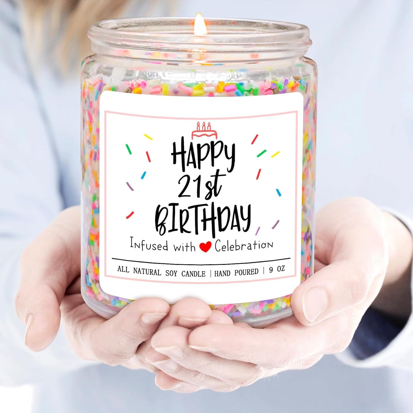 Homsolver 21st Birthday Gifts for Her, Perfect Ideas Happy Birthday Presents for Women, Friends, Sister, Daughter, Vanilla Cream Scent Handmade Aromatherapy Candle Decorations