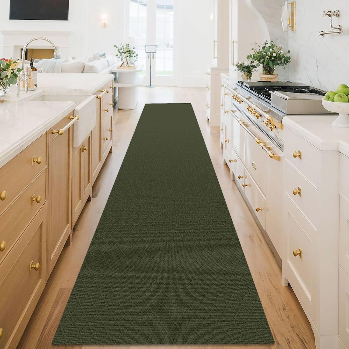 KOZYFLY Runner Rug 3x18 Ft Washable Runners for Hallways Non Slip Rubber Backed Kitchen Runners, Extra Long Entryway Runner Indoor, Floor Carpet for Hallway Kitchen Entryway, Dark Green