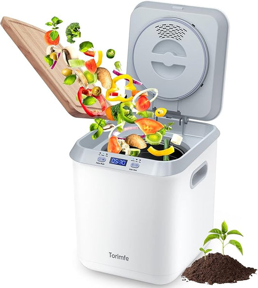 Electric Composter for Kitchen: Smart Compost Bin Outdoor/Indoor, Odorless/Auto-Cleaning/Intelligent LED Display, 2.5L Auto Garbage Disposal Home Countertop Composting Bin, Turn Waste into Fertilizer
