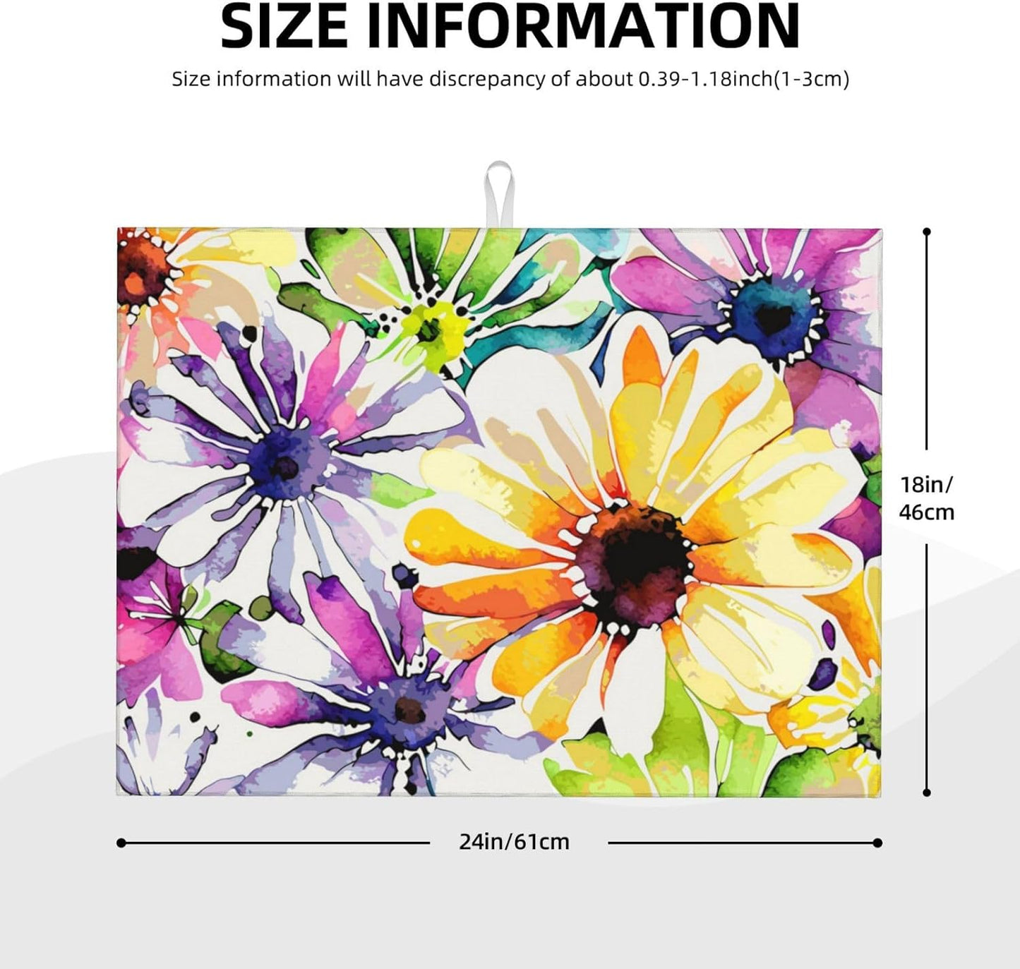 Absorbent Dish Drying Mat For Kitchen Counter, Colorful Flowers Microfiber Dish Drying Pad, Kitchen Gadgets For Easy Clean Multi-Use