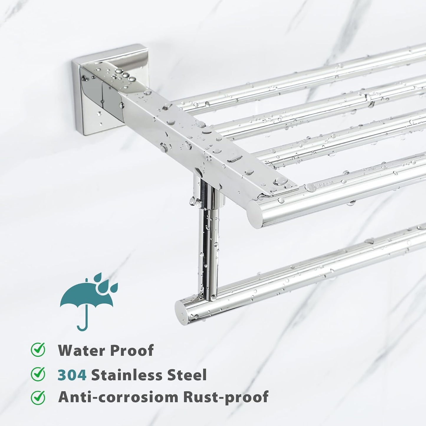 Alise 16 Inch Towel Racks for Bathroom, Towel Rack Wall Mounted with Tower Bars, SUS 304 Stainless Steel Bathroom Shelf, Heavy Duty Hand Towel Holder （Polished Chrome ）