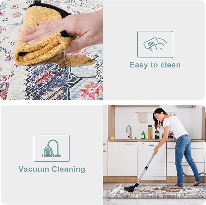 KIMODE Anti Fatigue Kitchen Mats for Floor 2 Piece, Non Slip Cushioned Kitchen Floor Mats, Comfort Memory Foam Standing Desk Mats for Laundry Office Sink Blue 20"x71"+20"x32"