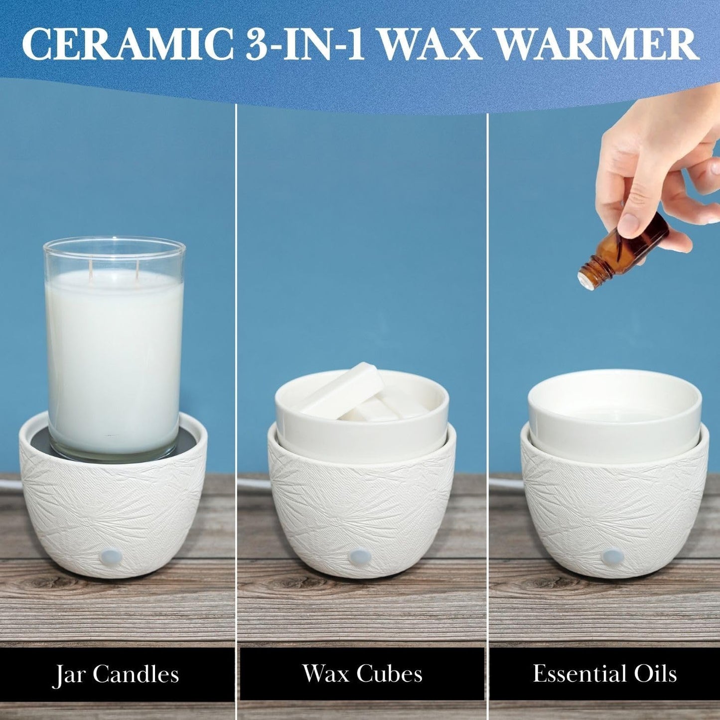 CAROLINA Wellness Wax Melt Warmer, 3-in-1 Electric Wax Melter for Scented Wax Melts, Cubes, and Tarts | Home, Office, Bedroom, Gift & Décor