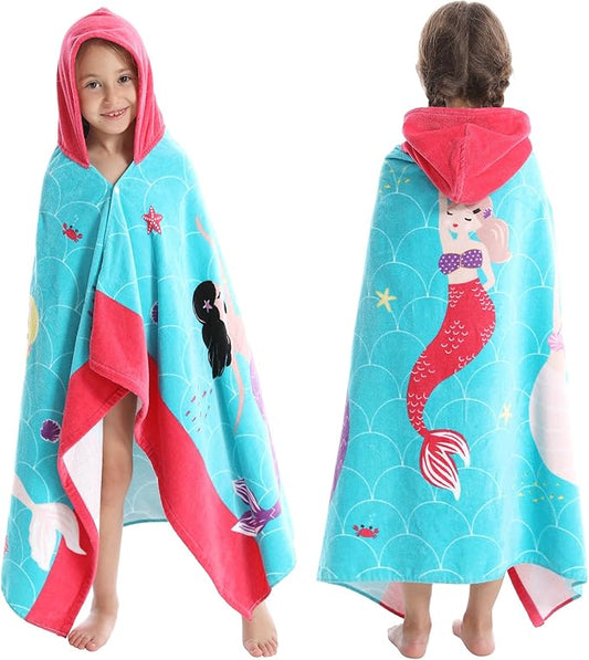 Kids Bath Towels, Kids Towel Girls Boys Hooded Beach,Bathroom,Pool Swim Towels 30 × 50 INCH Large Size Ultra Absorbent Cute Cartoon Animal Full Vitality 100% Cotton Wearable Wrap for Child