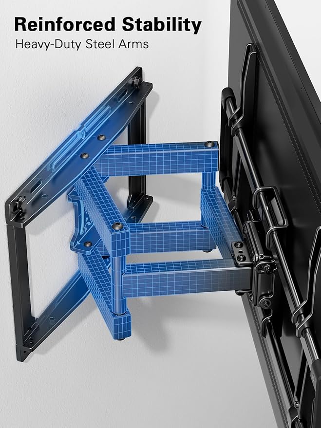 Pipishell Full Motion TV Wall Mount for 40–82 inch Flat or Curved TVs, Smooth Swivel & Extension, Tool-Free Tilt with Heavy-Duty Arms, Max VESA 600x400mm up to 110 lbs, Fits 12″/16″ Wood Studs, PILF11