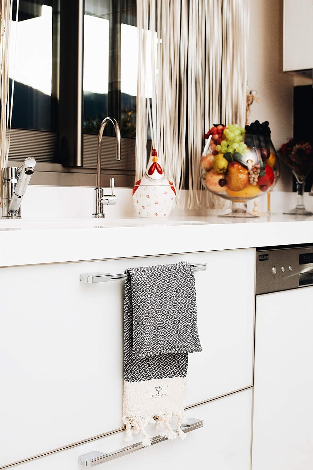 SMYRNA TURKISH COTTON Vintage Series Turkish Hand Towels, 16x40 inch, Decorative Turkish Hand Towels for Bathroom, Kitchen, Face, Hair, Tea, Yoga, Gym, Dishcloth Set of 2, Dark Gray