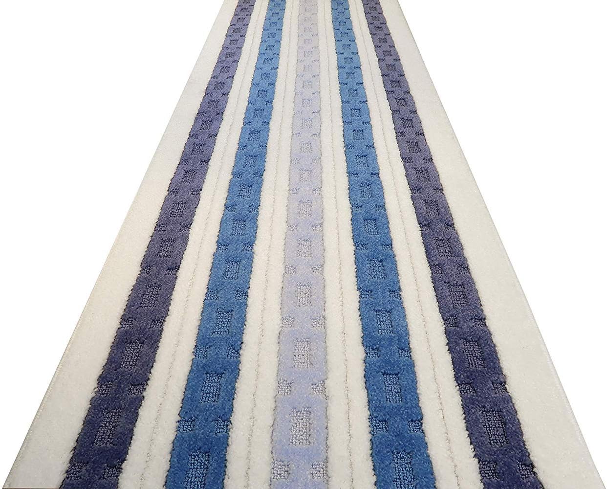 Custom Length Hallway Runner Rug,Slip Resistant,Chain Blue, 26 Inch X 17 feet, Sold and Priced Per Foot