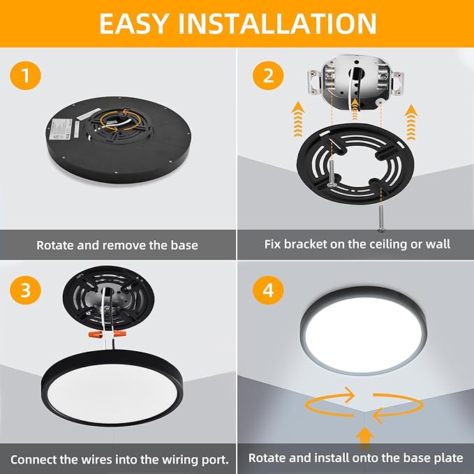 Hlite 6pack 9 Inch Flush Mount LED Ceiling Light Fixture,18W 1800LM Super Slim Light Fixtures Ceiling Mount 3000K/4000K/5000K 3CCT Selectable,Ceiling Light Fixtures for Kitchen,Bedroom(Black)