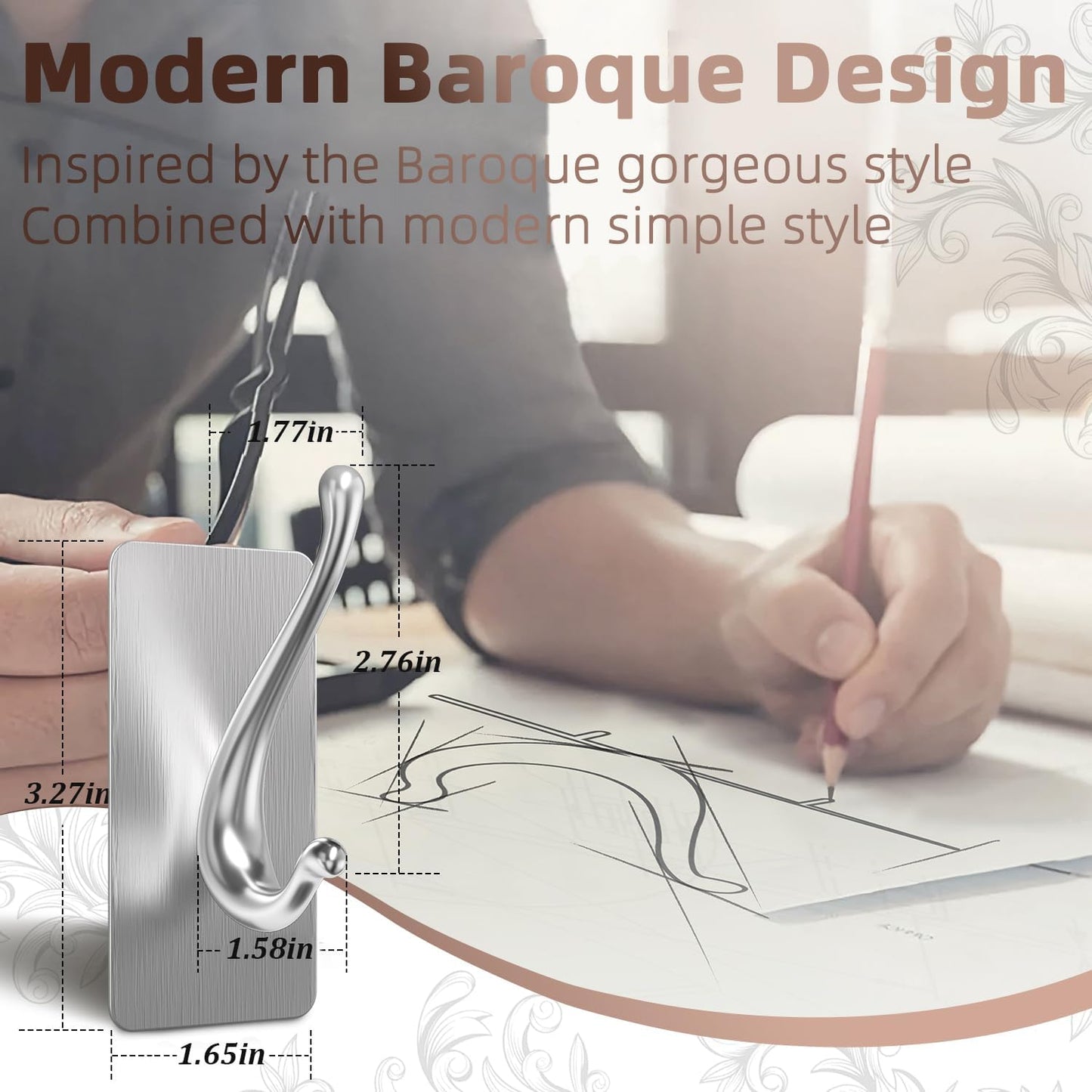 Towel Hooks, Solid Alloy Adhesive Wall Hooks for Hanging, Towel Hooks for Bathroom, RV, Kitchen, Closets, etc (Silver, 4 Pack)