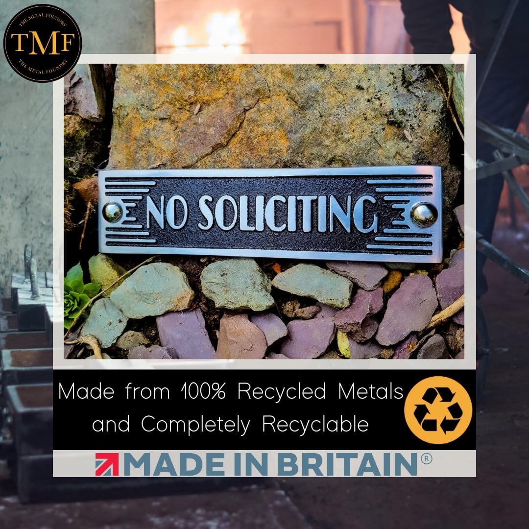 The Metal Foundry No Soliciting Metal Door Sign. Art Deco Style Home Décor Accessories Door Or Wall Aluminium Plaque. Handmade In England.