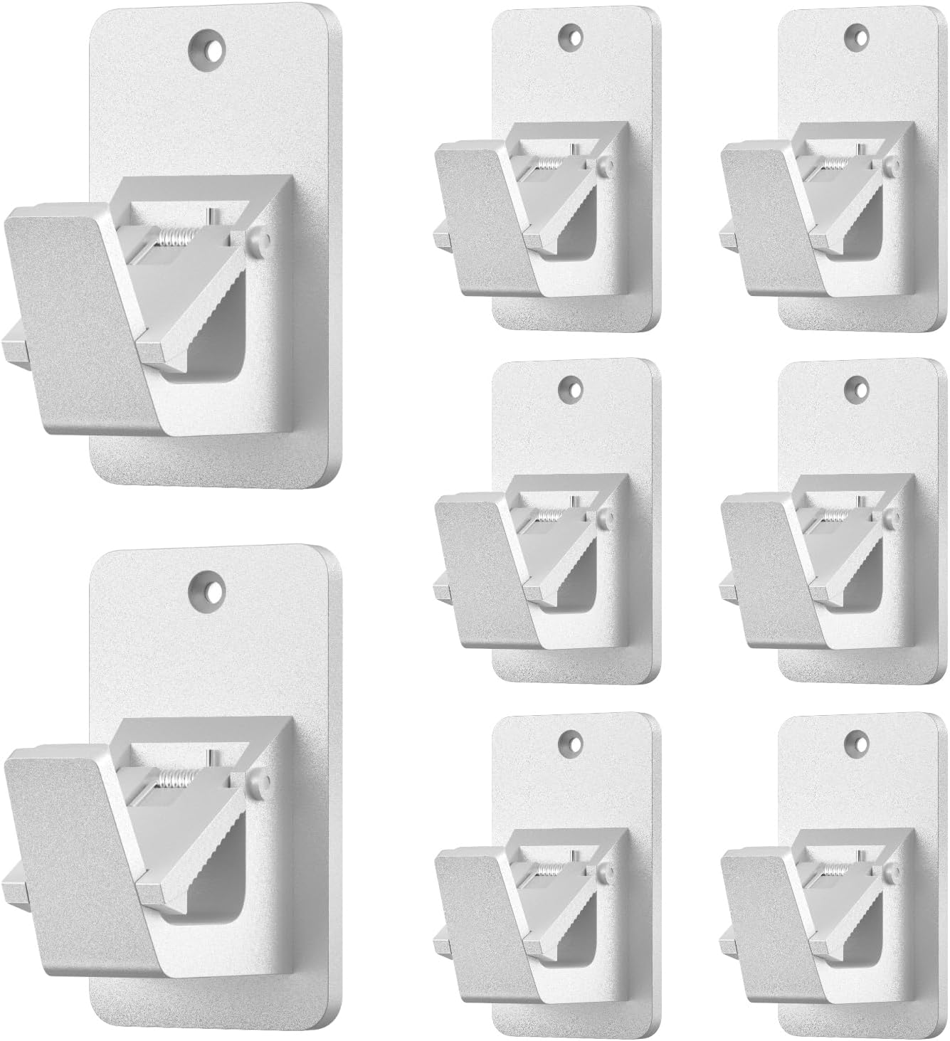 Adhesive No Drill Curtain Rod Brackets - Heavy Duty 30LB Holders for Bathroom Bedroom Kitchen, Universal Damage-Free Window Rod Hooks with Nail-Free Installation (8PC Silver)