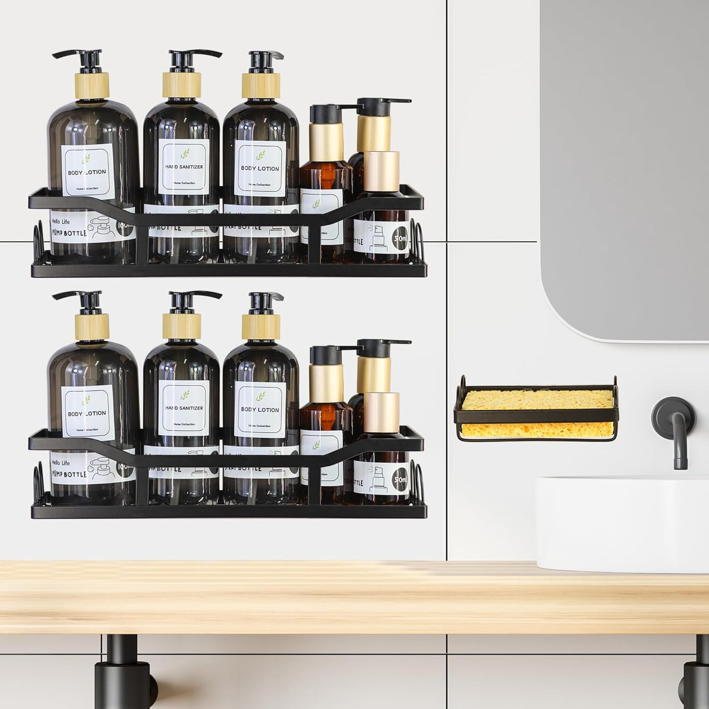 Premium 3 Pack Shower Caddy , Adhesive Bathroom Organizer And Storage Shelves , Rustproof Stainless Steel Shower Shelves With Large Capacity , Home & Kitchen Decor , No Drill , Space-Saving Design